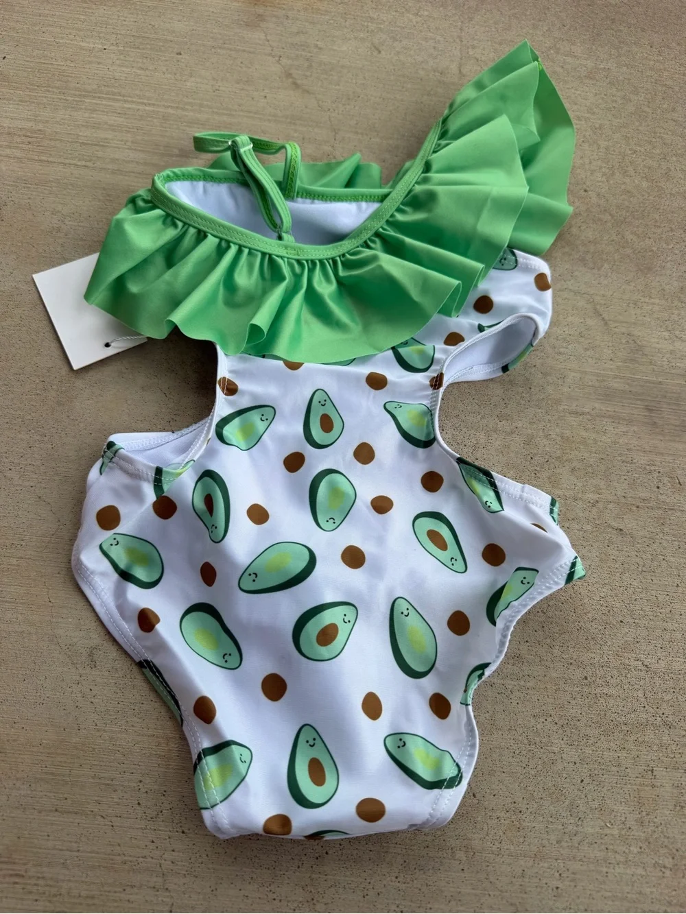 Lizens Kids Avocado Print One-Piece Swimsuit in Green -‎ NWT 3T-4T